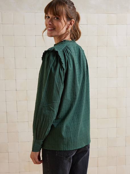 Chemisier grossesse et allaitement en coton ajouré vert sapin - vertbaudet enfant 