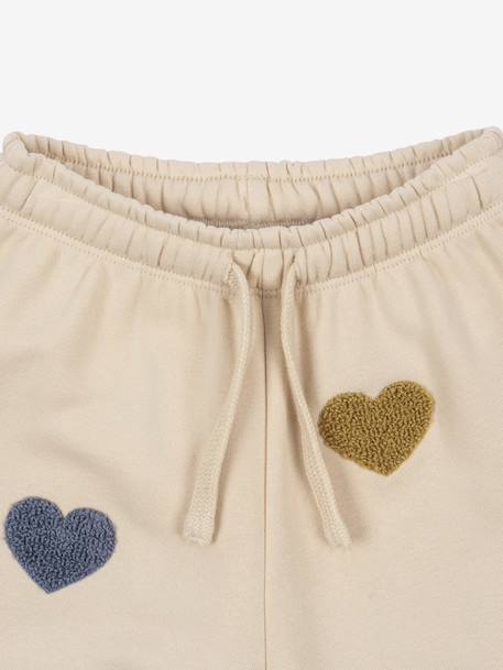 Pantalon jogging en molleton motifs coeurs beige - vertbaudet enfant 