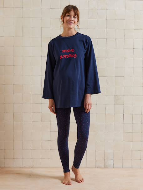 Ensemble 2 pièces pyjama de grossesse 'mon amour' marine - vertbaudet enfant 