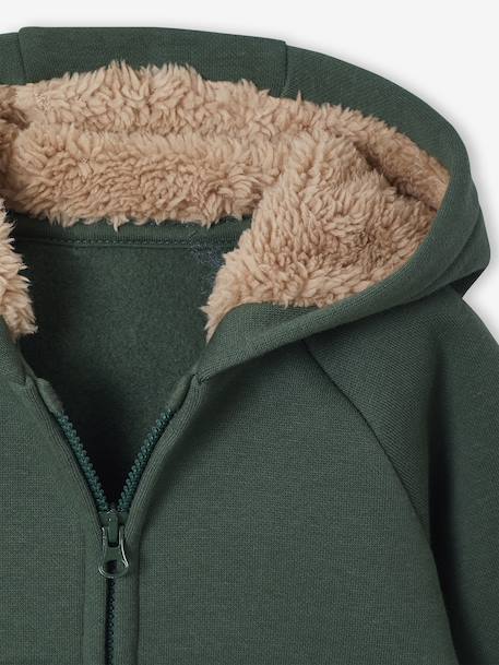 Cardigan bébé en molleton zippé à capuche doublée vert sapin - vertbaudet enfant 