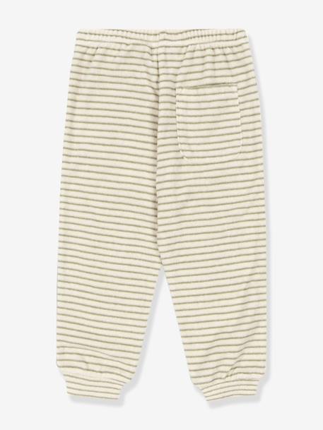 Pantalon rayé ample en éponge beige - vertbaudet enfant 