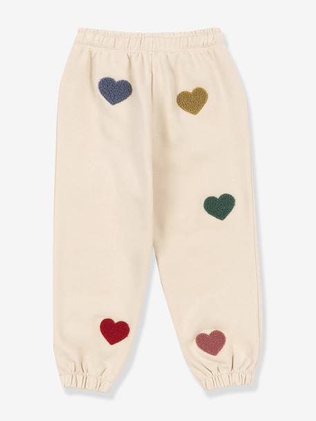 Pantalon jogging en molleton motifs coeurs beige - vertbaudet enfant 