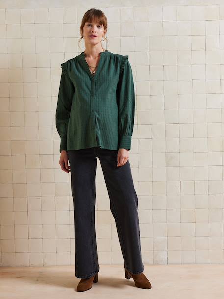 Zwangerschaps- en borstvoedingsblouse van opengewerkt katoen dennen - vertbaudet enfant 