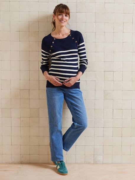 Pull marinière grossesse et allaitement ouvertures raglan marine - vertbaudet enfant 