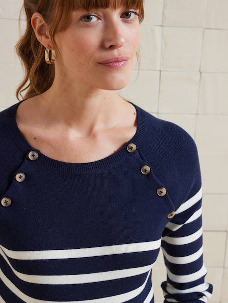 Pull marinière grossesse et allaitement ouvertures raglan marine - vertbaudet enfant 