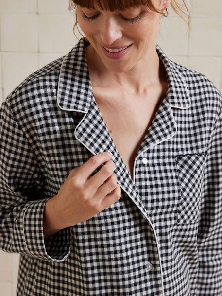 Ensemble 2 pièces pyjama de grossesse coton vichy carreaux noir - vertbaudet enfant 