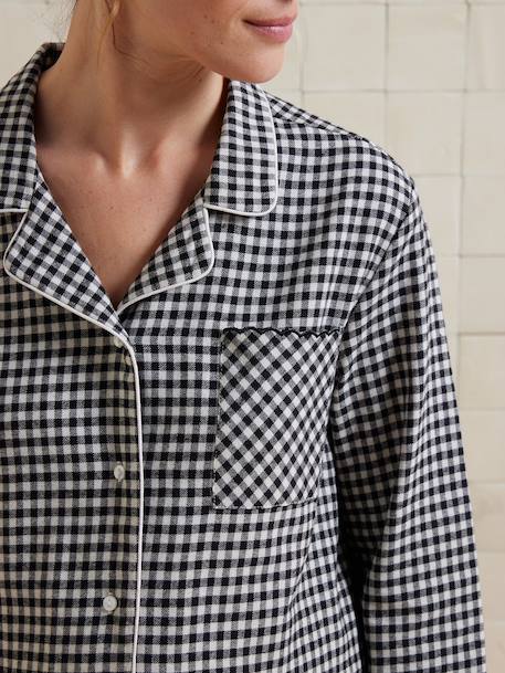 Ensemble 2 pièces pyjama de grossesse coton vichy carreaux noir - vertbaudet enfant 