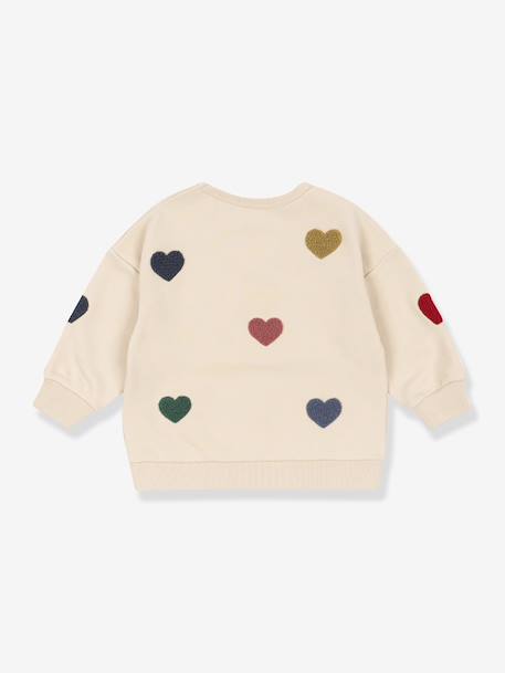 Sweat-shirt Lou motifs coeurs beige - vertbaudet enfant 