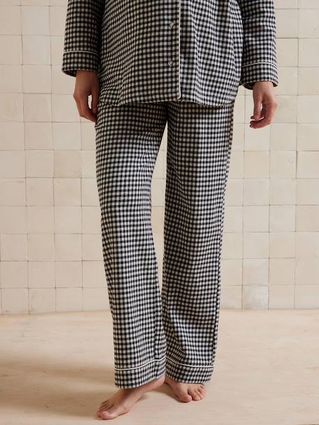 Ensemble 2 pièces pyjama de grossesse coton vichy carreaux noir - vertbaudet enfant 