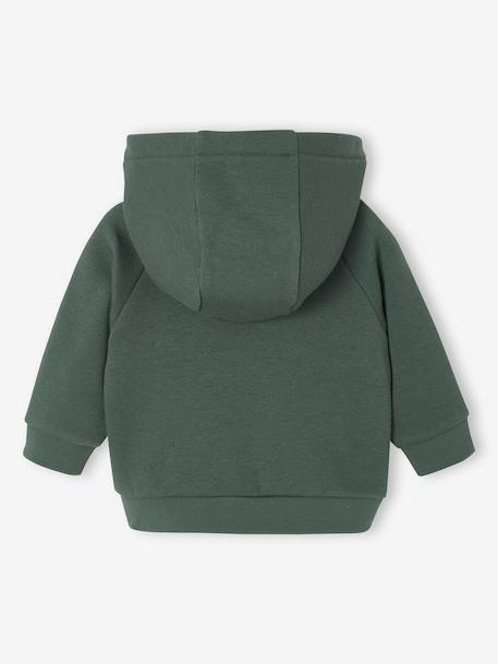 Cardigan bébé en molleton zippé à capuche doublée vert sapin - vertbaudet enfant 
