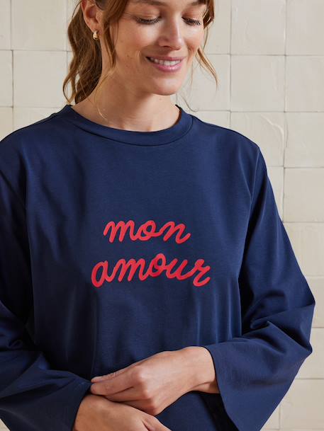 2-delige pyjama voor zwangere vrouwen 'mon amour' marineblauw - vertbaudet enfant 