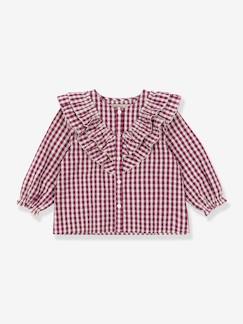 -Blouse à volants fille motifs carreaux