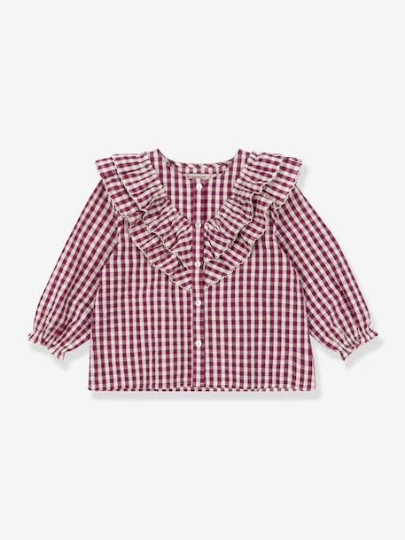 Blouse à volants fille motifs carreaux rouge - vertbaudet enfant 