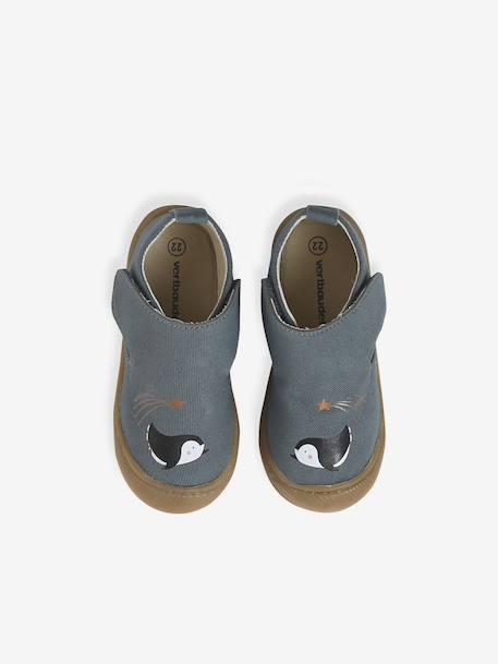 Chaussons à scratchs toile bébé bleu imprimé - vertbaudet enfant 
