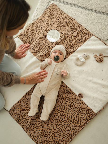 Tapis d'éveil léopard en gaze de coton beige - vertbaudet enfant 