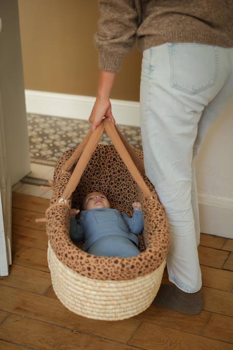 Babywieg van ENVIE DE FRAISE van natuurlijke gevlochten vezels beige+saliegroen+zNATUREL - vertbaudet enfant 