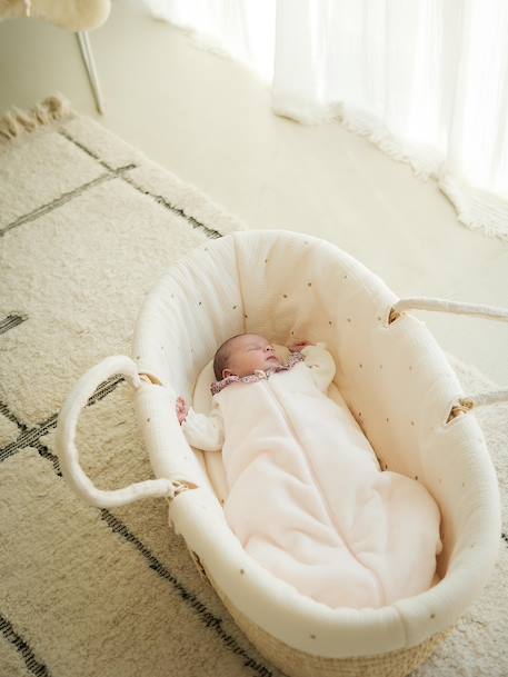 Gigoteuse hiver manches amovibles en velours collerette Liberty personnalisable rose pâle - vertbaudet enfant 