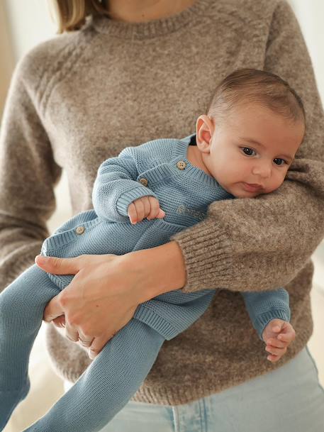 Ensemble naissance en tricot bleu glacier - vertbaudet enfant 