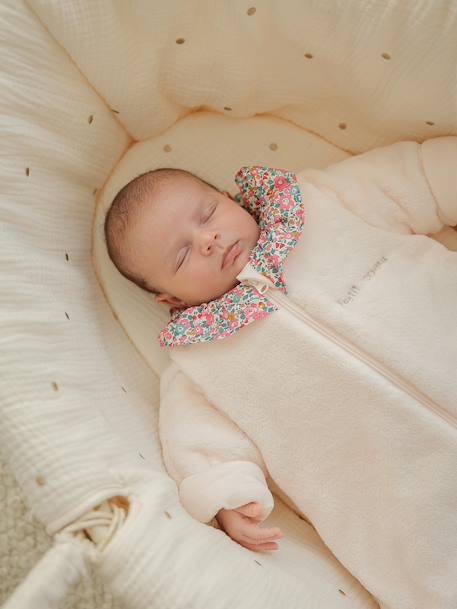 Gigoteuse hiver manches amovibles en velours collerette Liberty personnalisable rose pâle - vertbaudet enfant 