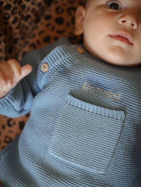 Ensemble naissance en tricot bleu glacier - vertbaudet enfant 