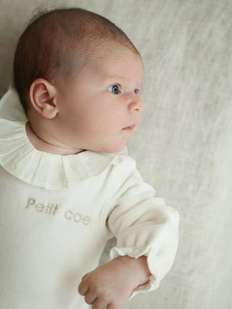 Lot de 2 pyjamas naissance fille en velours personnalisable écru - vertbaudet enfant 