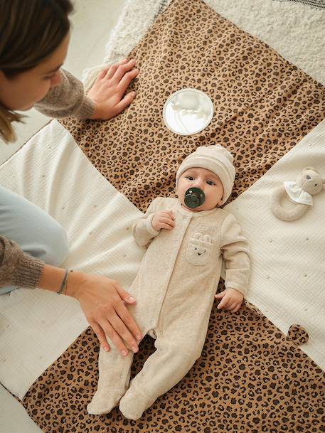 Tapis d'éveil léopard en gaze de coton beige - vertbaudet enfant 
