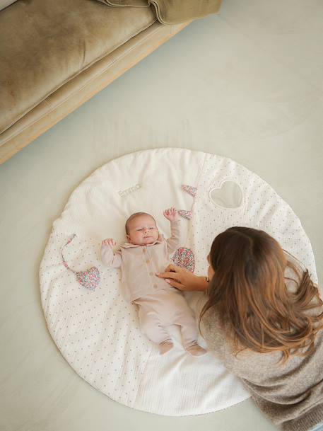 Leertapijt in katoenen gaas met details in Liberty ENVIE DE FRAISE-stof lichtroze - vertbaudet enfant 