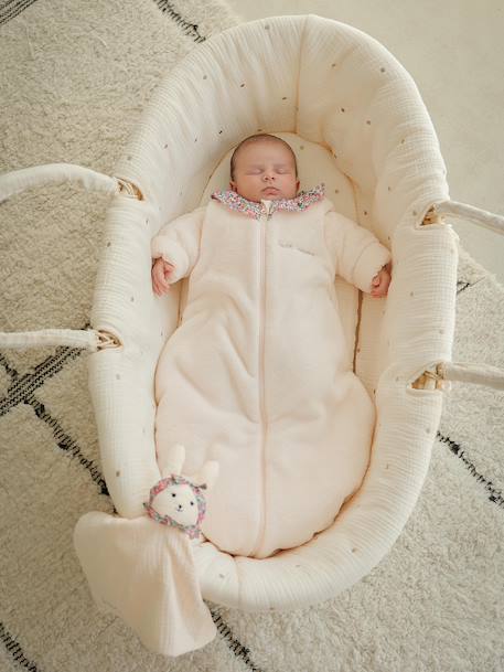 Gigoteuse hiver manches amovibles en velours collerette Liberty personnalisable rose pâle - vertbaudet enfant 