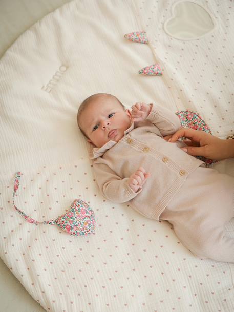Tapis d'éveil en gaze de coton détails en tissu Liberty rose pâle - vertbaudet enfant 