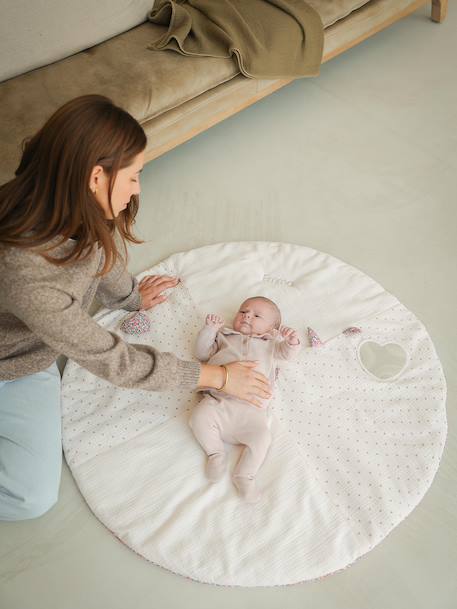 Leertapijt in katoenen gaas met details in Liberty ENVIE DE FRAISE-stof lichtroze - vertbaudet enfant 