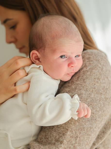 Lot de 2 pyjamas naissance fille en velours personnalisable écru - vertbaudet enfant 