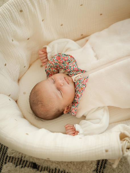 Gigoteuse hiver manches amovibles en velours collerette Liberty personnalisable rose pâle - vertbaudet enfant 