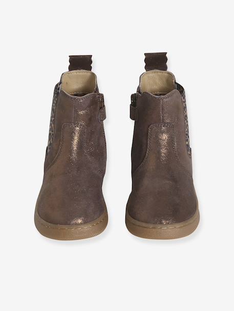 Boots fille cuir zippées bronze+camel+lot marron+marine+or+vert - vertbaudet enfant 