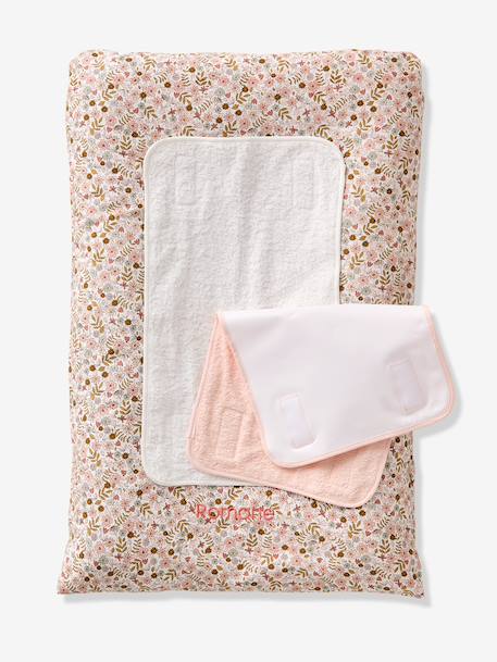 Matelas à langer + 2 tapis de change personnalisable FLORA blanc imprimé - vertbaudet enfant 