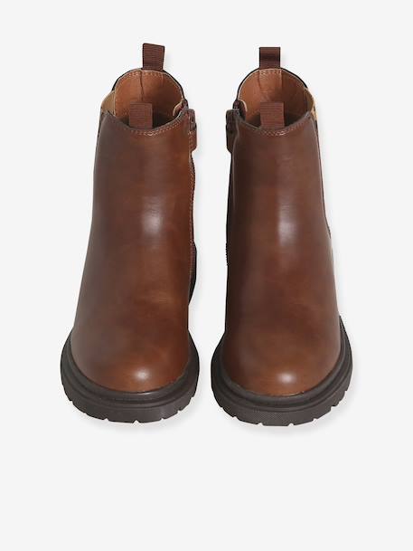 Laklaarzen met rits en elastiek meisjes bruin+ecru+marineblauw - vertbaudet enfant 