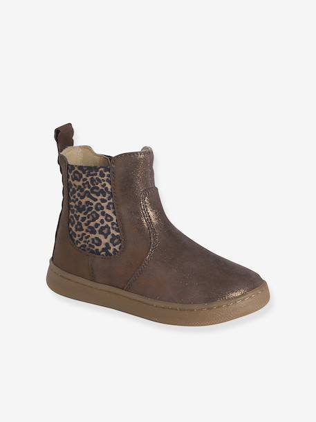 Boots fille cuir zippées bronze+camel+lot marron+marine+or+vert - vertbaudet enfant 
