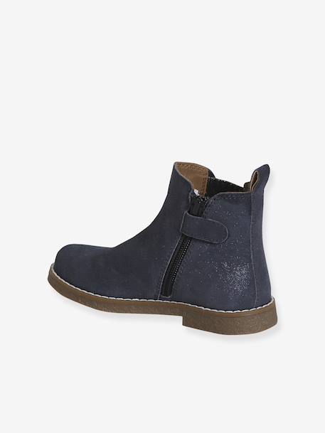 Leren meisjeslaarzen met schulprandjes bruin+marineblauw+taupe+veel beige+zwart - vertbaudet enfant 