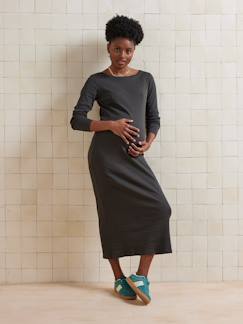Vêtements de grossesse-Robe-Robe longue de grossesse maille côtelée