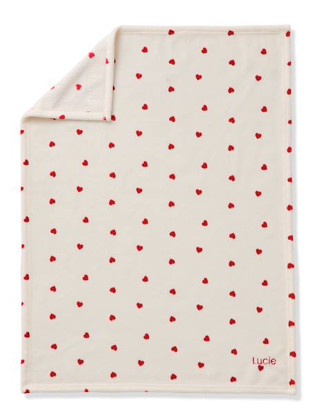 Plaid imprimé polaire personnalisable blanc imprimé+marron imprimé+rouge imprimé - vertbaudet enfant 