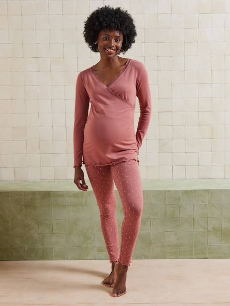 Ensemble 2 pièces pyjama grossesse et allaitement coton biologique* vieux rose - vertbaudet enfant 