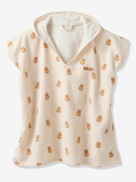 Poncho de bain bébé personnalisable PETIT OURS, avec coton recyclé blanc imprimé - vertbaudet enfant 