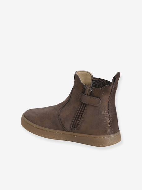 Boots fille cuir zippées bronze+camel+lot marron+marine+or+vert - vertbaudet enfant 