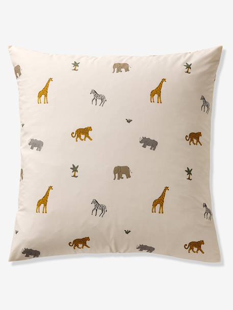 Parure housse de couette et taie d'oreiller enfant WILD ANIMALS blanc imprimé - vertbaudet enfant 