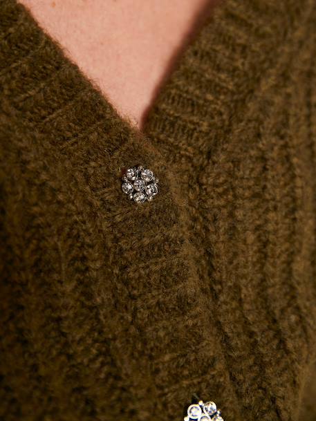 Gilet femme devant/dos en maille perlée grossesse et allaitement bois de rose+vert - vertbaudet enfant 