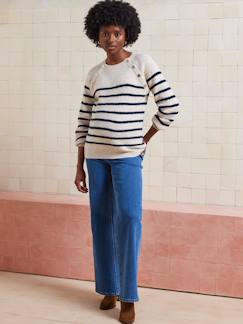 Vêtements de grossesse-Pull, gilet-Pull style marinière grossesse et allaitement ouvertures raglan