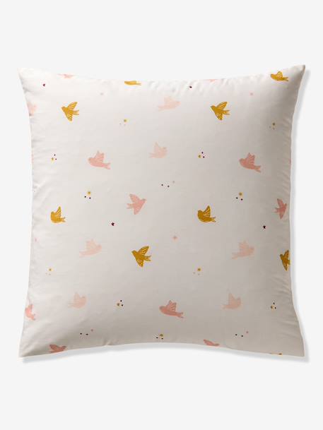 Parure housse de couette et taie d'oreiller HIRONDELLES, avec coton recyclé blanc imprimé - vertbaudet enfant 