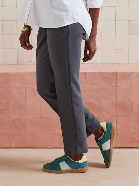 Pantalon de grossesse cigarette bandeau sans couture gris+noir - vertbaudet enfant 