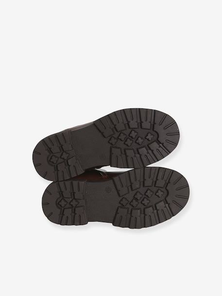 Boots enfant fille synthétique zippées et élastiquées écru+marine+marron - vertbaudet enfant 