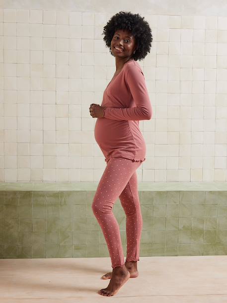 Ensemble 2 pièces pyjama grossesse et allaitement coton biologique* vieux rose - vertbaudet enfant 