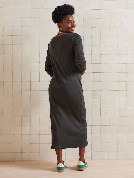 Robe longue de grossesse maille côtelée anthracite - vertbaudet enfant 
